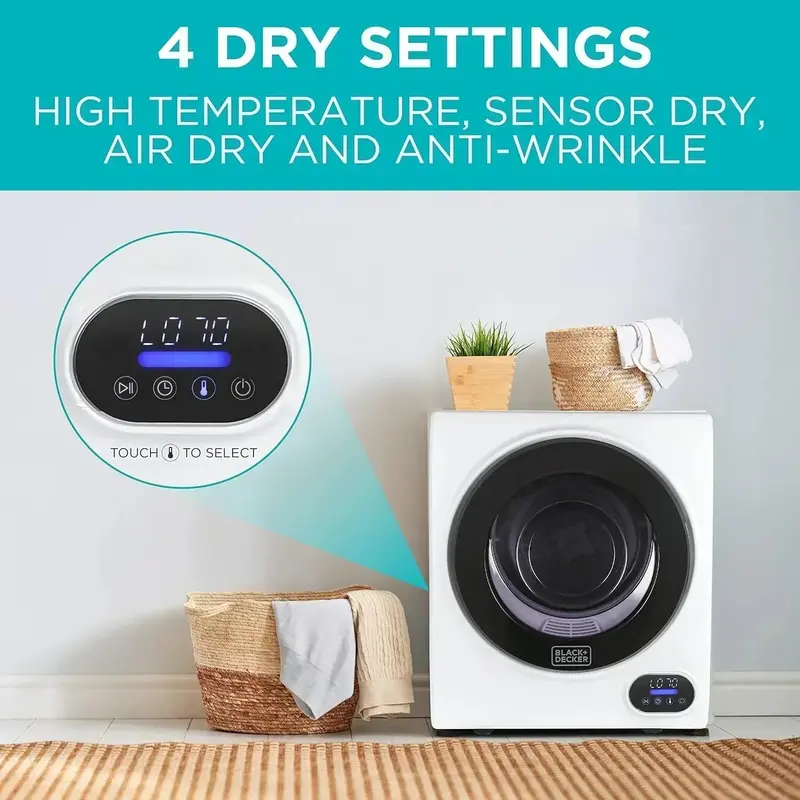 1.5 Cu. Ft. Compact Vented Electric Dryer – 850W, Stainless Steel Drum, 120V