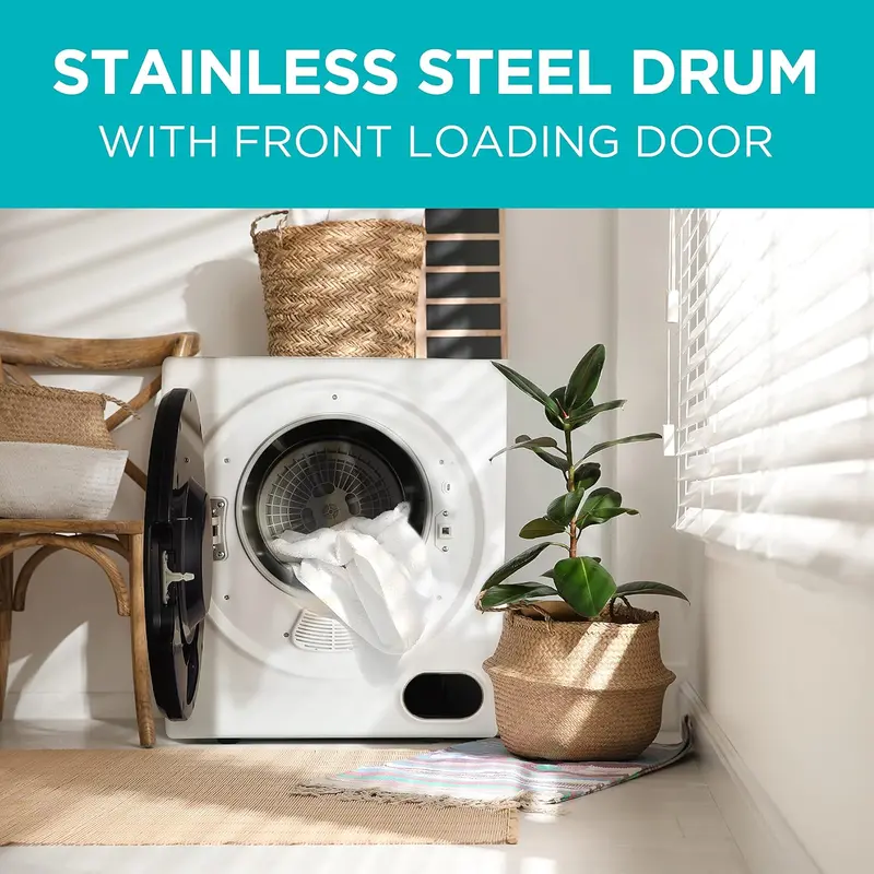 1.5 Cu. Ft. Portable Vented Dryer – 850W Compact Electric Dryer with Stainless Drum & Standard 120V Outlet Compatibility