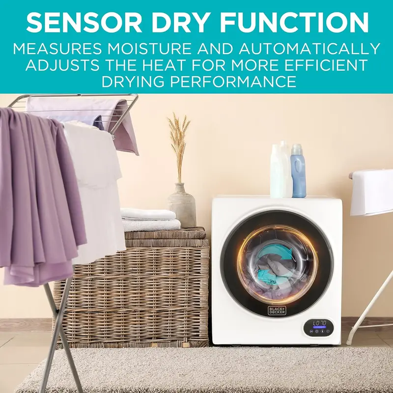 1.5 Cu. Ft. Portable Vented Dryer – 850W Compact Electric Dryer with Stainless Drum & Standard 120V Outlet Compatibility