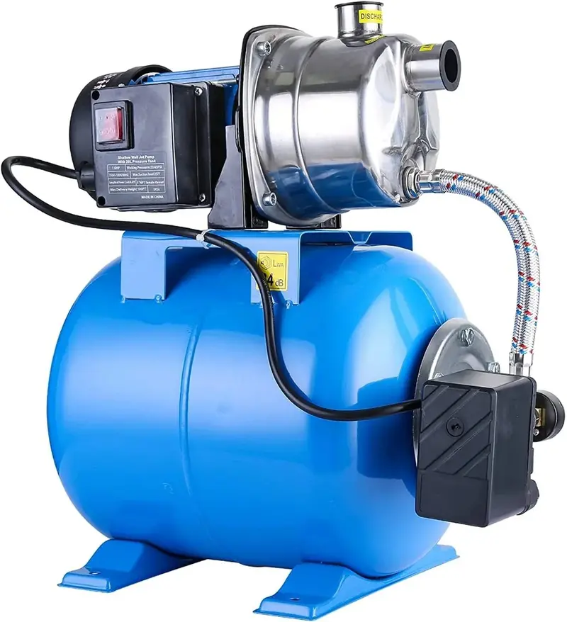 1.6 HP Stainless Steel Shallow Well Jet Pump – 1268 GPH, Includes Pressure Tank for Irrigation & Home Water Systems