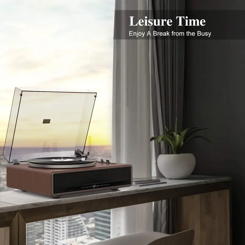 1 by ONE Belt-Drive Turntable – High-Fidelity Vinyl Player with Built-in Speakers 2