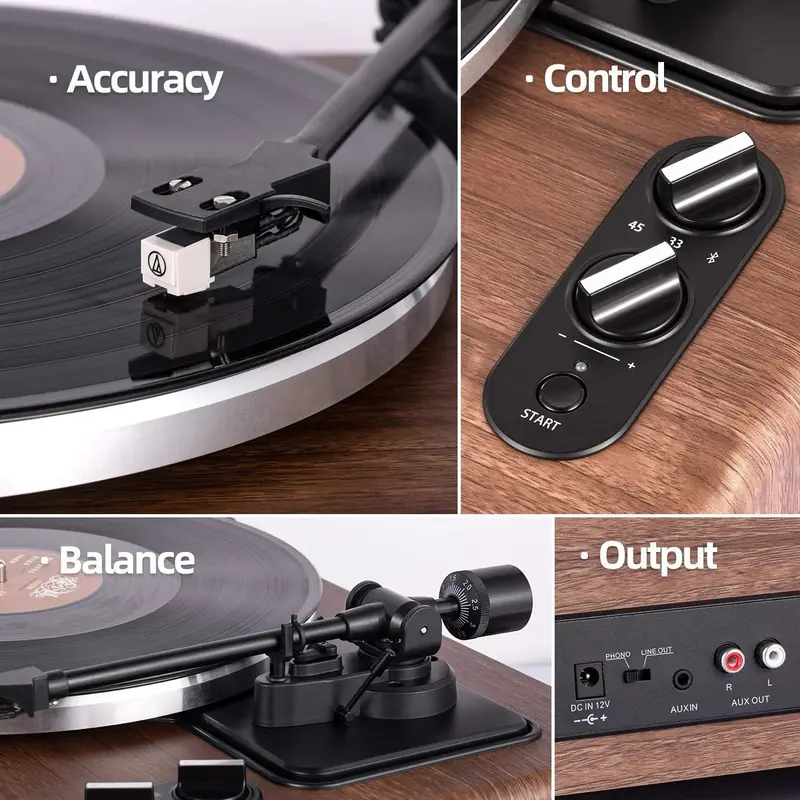 1 by ONE Belt-Drive Turntable – High-Fidelity Vinyl Player with Built-in Speakers