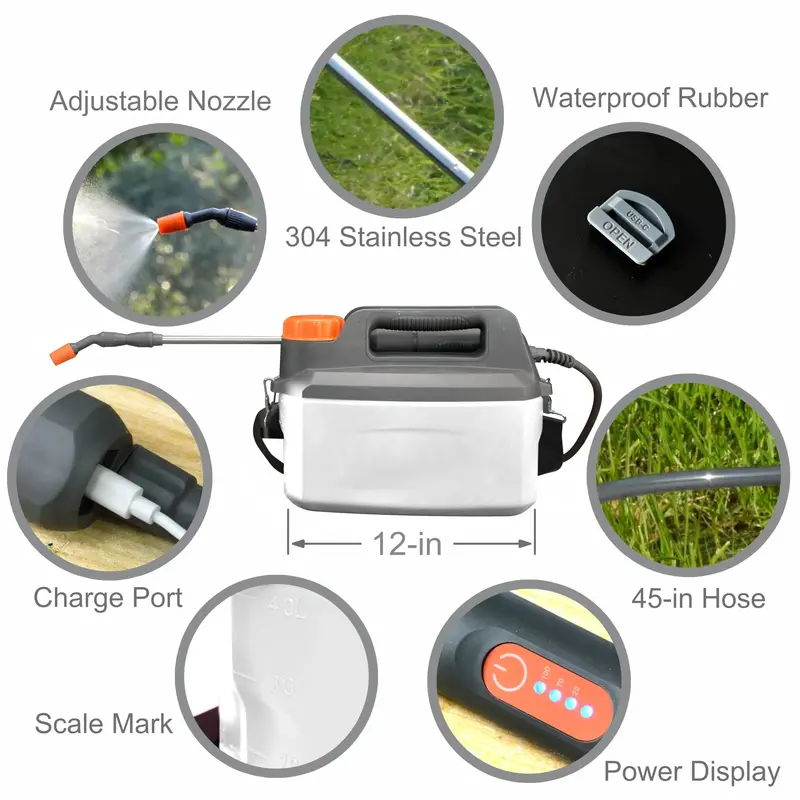 1-Gallon USB-C Rechargeable Electric Garden Sprayer – Telescoping Wand, 4000mAh High-Capacity Battery