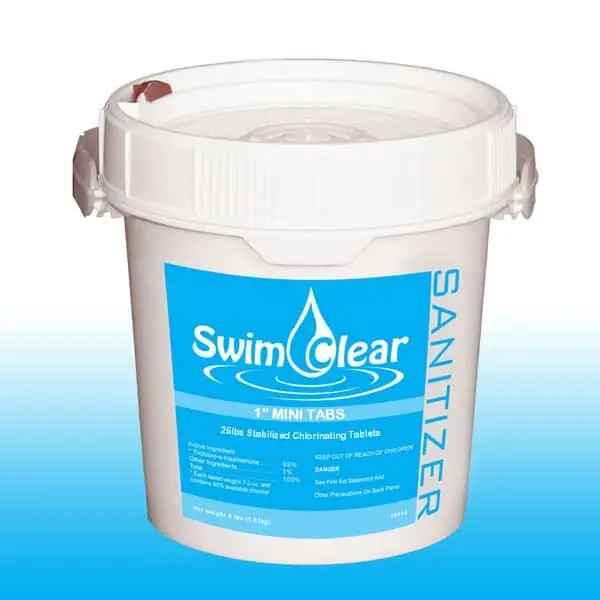 1-Inch Mini Chlorine Tablets – 25 lb Bucket for Pool Sanitization