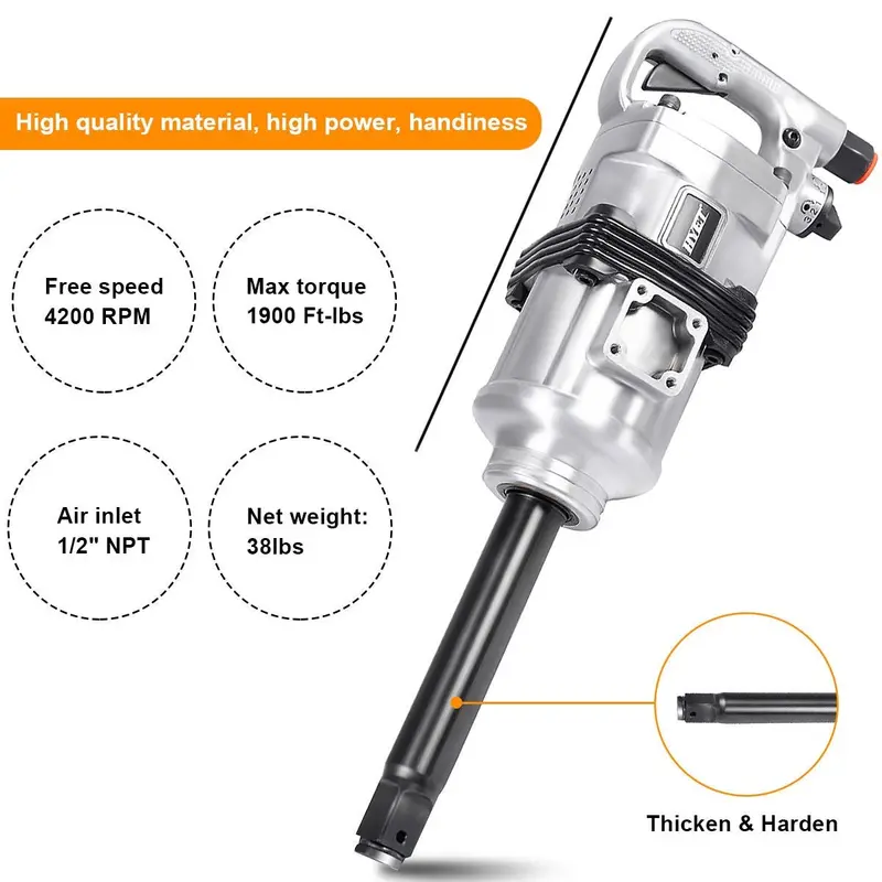 1-Inch Pneumatic Impact Wrench – Long-Shank Air Tool for Truck Mechanics & Industrial Use