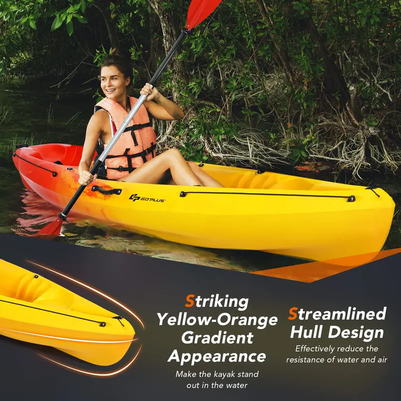 10.2-Foot Portable Sit-On-Top Kayak – Compact Recreational Design for Easy Transport