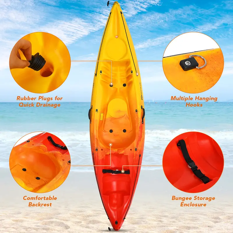 10.2-Foot Portable Sit-On-Top Kayak – Compact Recreational Design for Easy Transport
