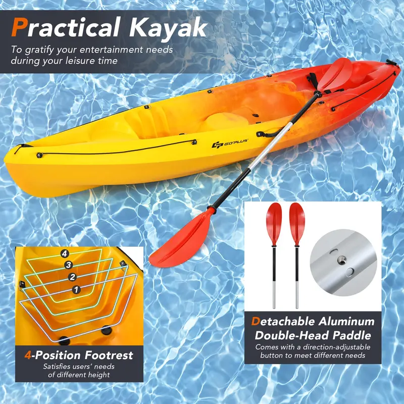 10.2-Foot Portable Sit-On-Top Kayak – Compact Recreational Design for Easy Transport