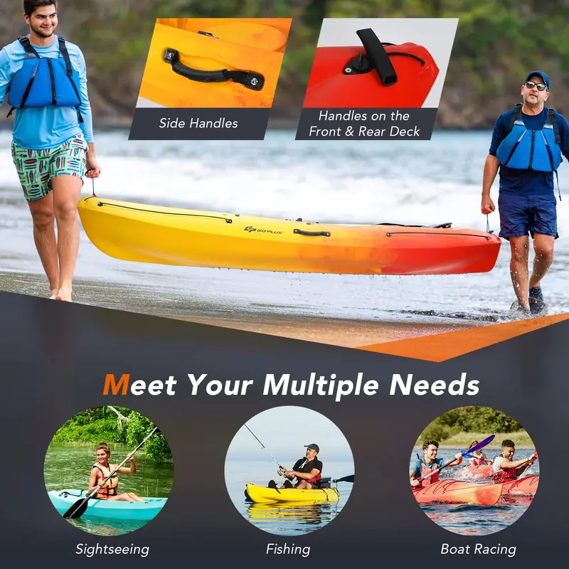 10.2-Foot Portable Sit-On-Top Kayak – Compact Recreational Design for Easy Transport