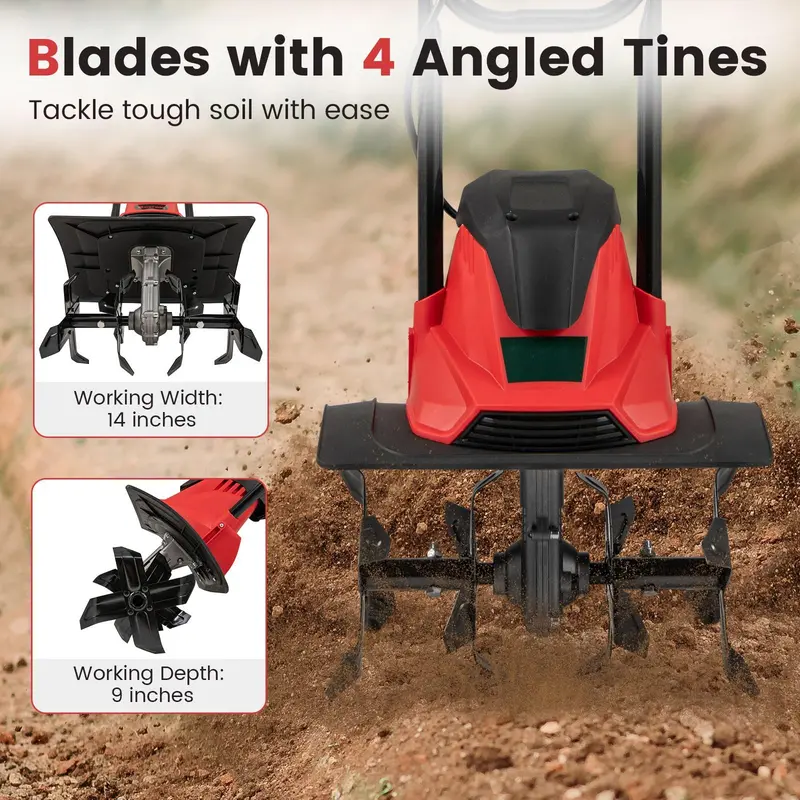 10-Amp Corded Electric Tiller – Foldable Garden Cultivator for Efficient Soil Prep 2