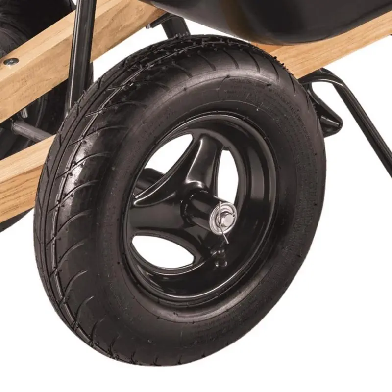 10-Cubic-Foot Poly Wheelbarrow with Dual 16-Inch Pneumatic Tires and Durable Hardwood Handles