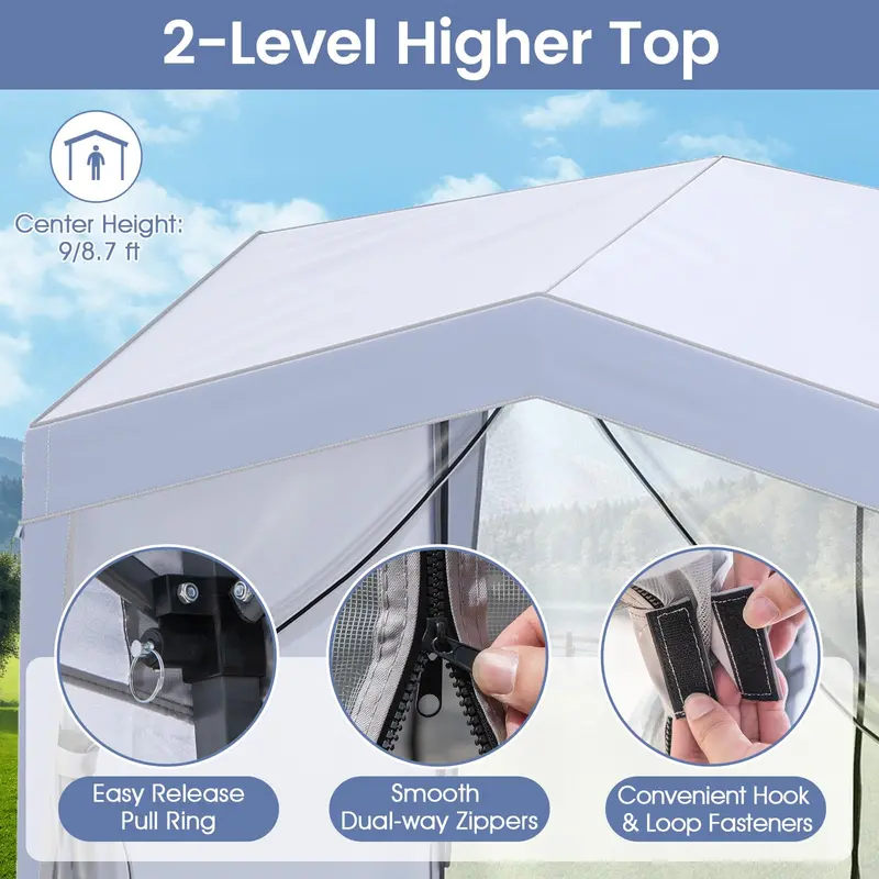 10 ft x 10 ft Removable-Sidewall Canopy Tent – UPF50+ Pop-Up Shelter with Mesh Netting