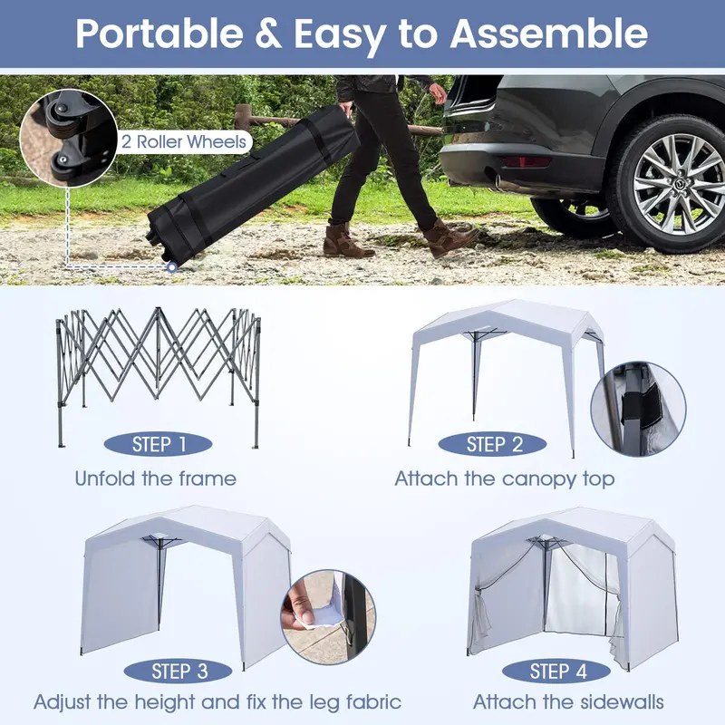 10 ft x 10 ft Removable-Sidewall Canopy Tent – UPF50+ Pop-Up Shelter with Mesh Netting