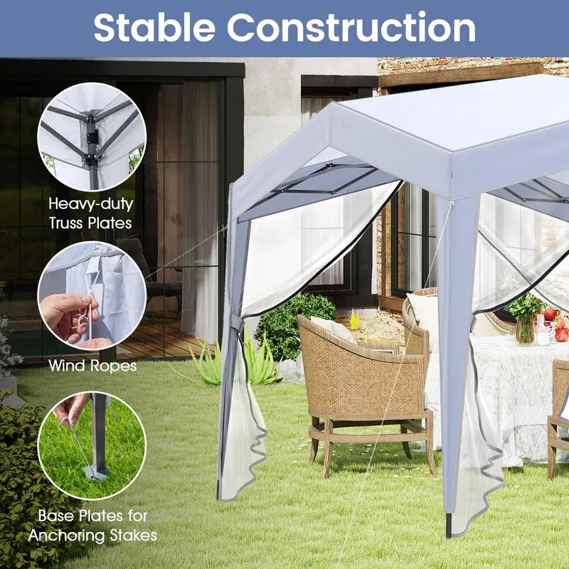 10 ft x 10 ft Removable-Sidewall Canopy Tent – UPF50+ Pop-Up Shelter with Mesh Netting