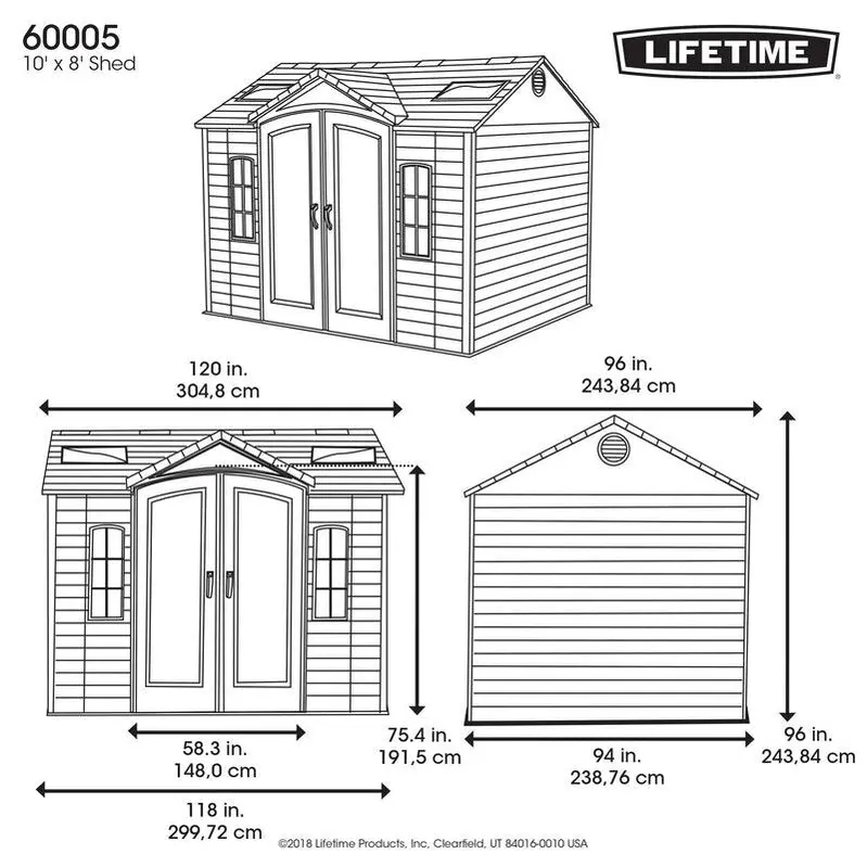 10 ft. x 8 ft. Resin Plastic Side Storage Shed – Weather-Resistant Assembly Required