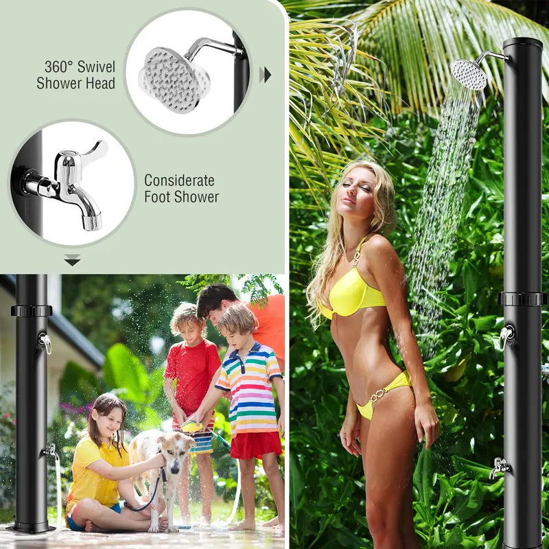 10-Gallon Freestanding Solar Outdoor Shower – 7.2 FT Height with Rotating Head