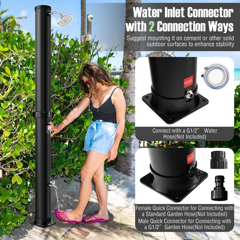 10-Gallon Freestanding Solar Outdoor Shower – 7.2 FT Height with Rotating Head