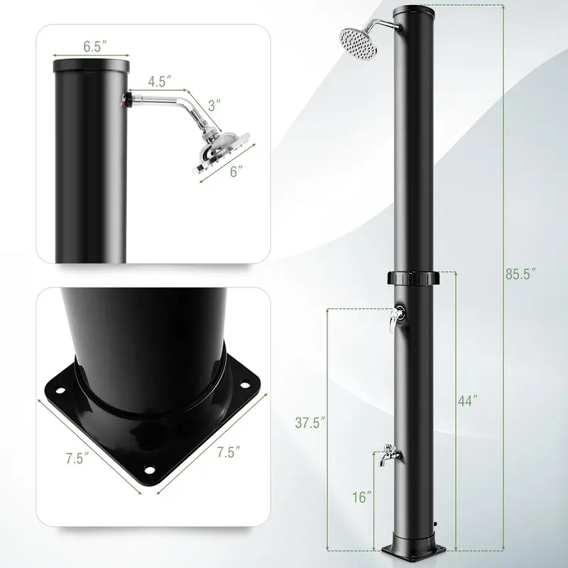 10-Gallon Freestanding Solar Outdoor Shower – 7.2 FT Height with Rotating Head