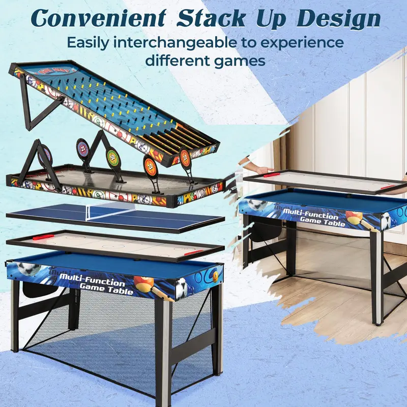10-in-1 Convertible Game Table — 48-Inch All-in-One Entertainment Center for Parties and Family Game Nights 2