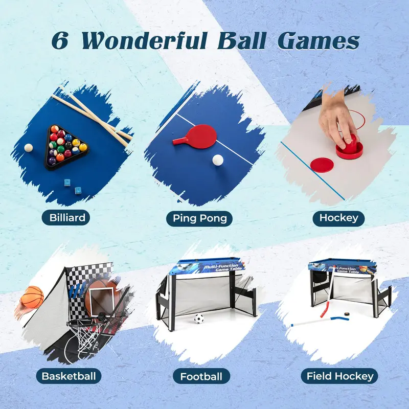 10-in-1 Convertible Game Table — 48-Inch All-in-One Entertainment Center for Parties and Family Game Nights