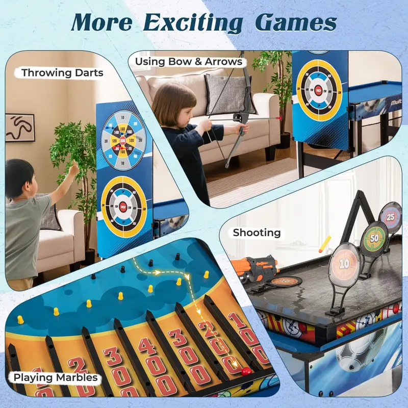 10-in-1 Convertible Game Table — 48-Inch All-in-One Entertainment Center for Parties and Family Game Nights
