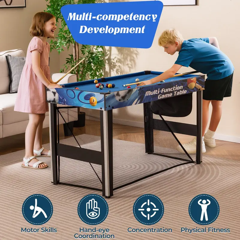 10-in-1 Convertible Game Table — 48-Inch All-in-One Entertainment Center for Parties and Family Game Nights