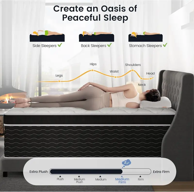 10-Inch Full Hybrid Mattress in a Box – Gel Memory Foam + Pocket Springs, Medium Plush Feel