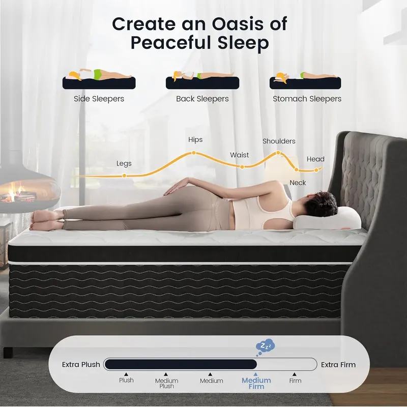 10-Inch Full Hybrid Mattress in a Box – Gel Memory Foam + Pocket Springs, Medium Plush Feel