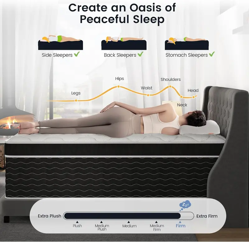 10-Inch Full Hybrid Mattress in a Box – Gel Memory Foam + Pocket Springs, Medium Plush Feel