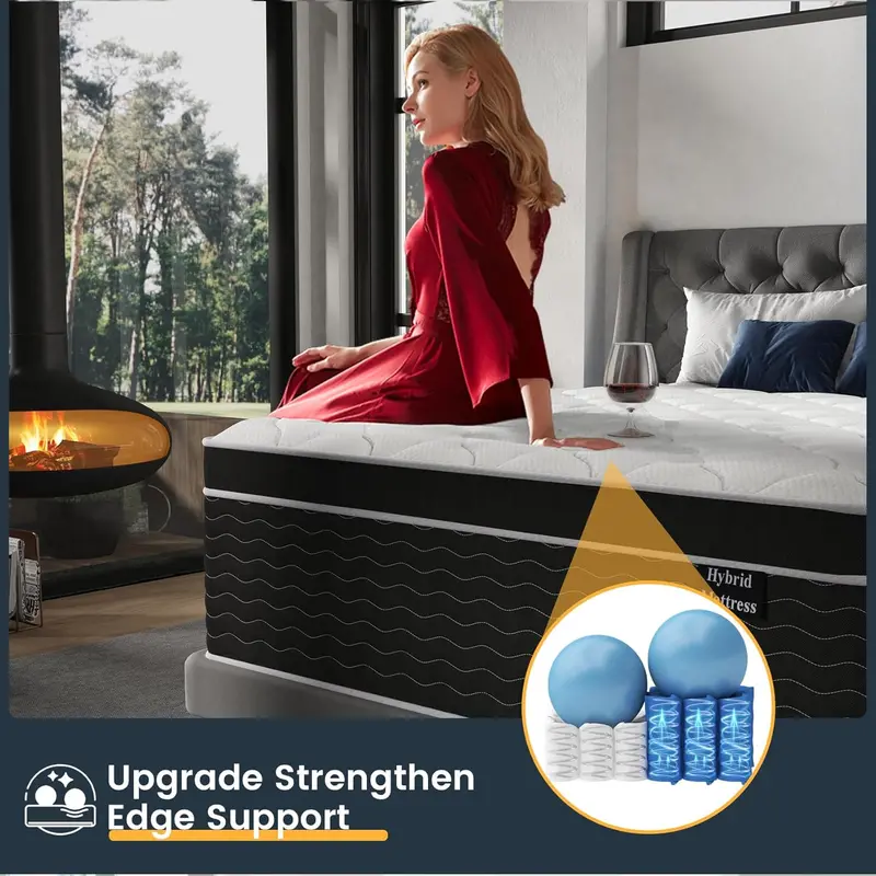 10-Inch Full Hybrid Mattress in a Box – Gel Memory Foam + Pocket Springs, Medium Plush Feel