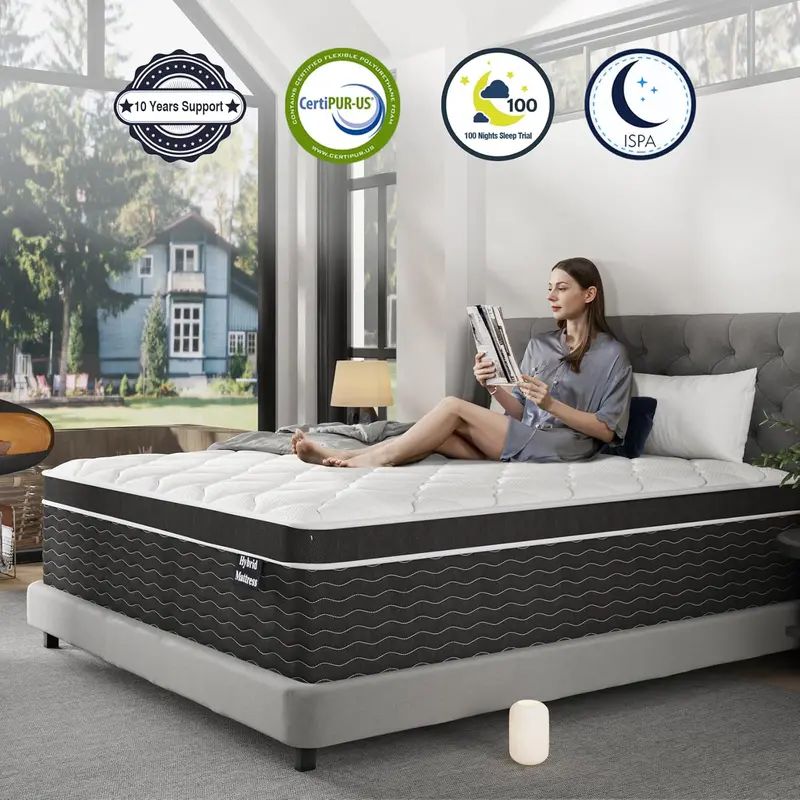 10-Inch Full-Size Hybrid Mattress in a Box – Medium-Plush Support for All Sleepers
