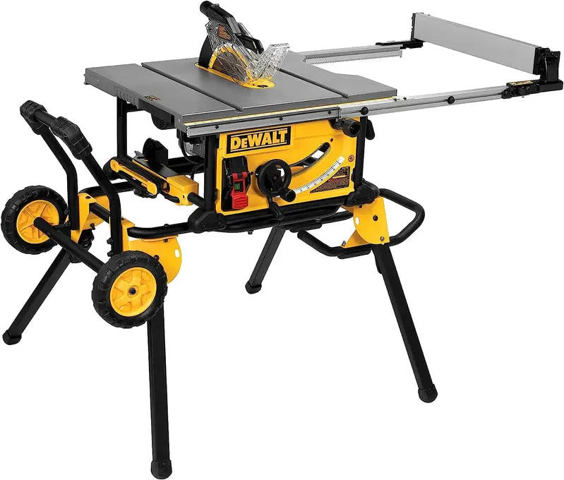 10-Inch Rolling Table Saw – 32-1/2" Rip Capacity, 15-Amp Motor, Portable Cabinet-Style Design