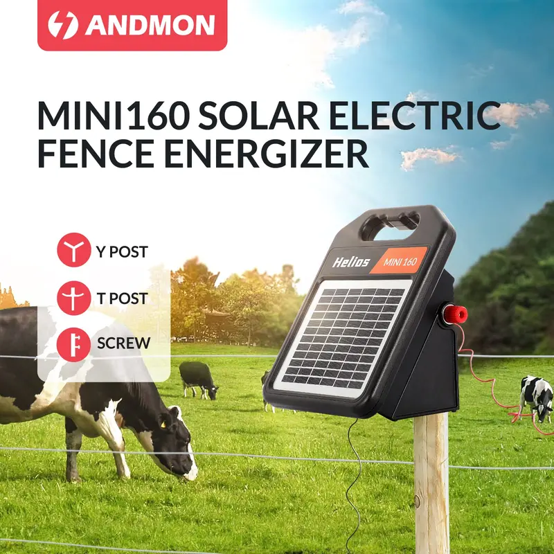 10-Mile Solar-Powered Electric Fence Charger – 0.16 Joule Energizer with Day/Night Auto Mode
