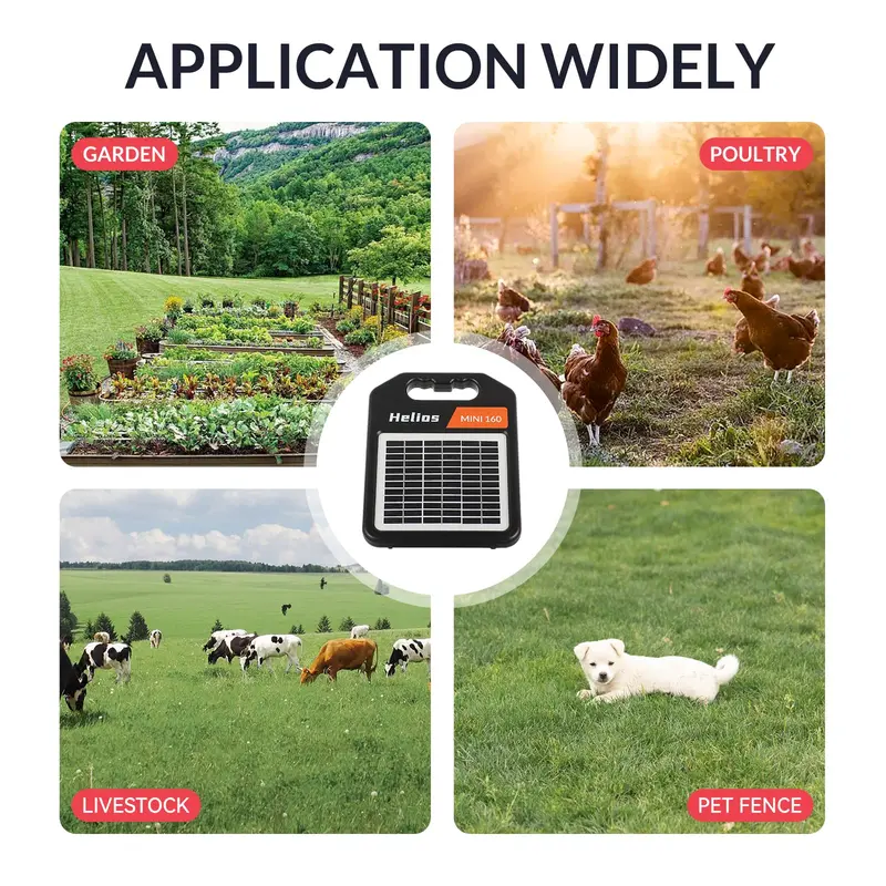 10-Mile Solar-Powered Electric Fence Charger – 0.16 Joule Energizer with Day/Night Auto Mode