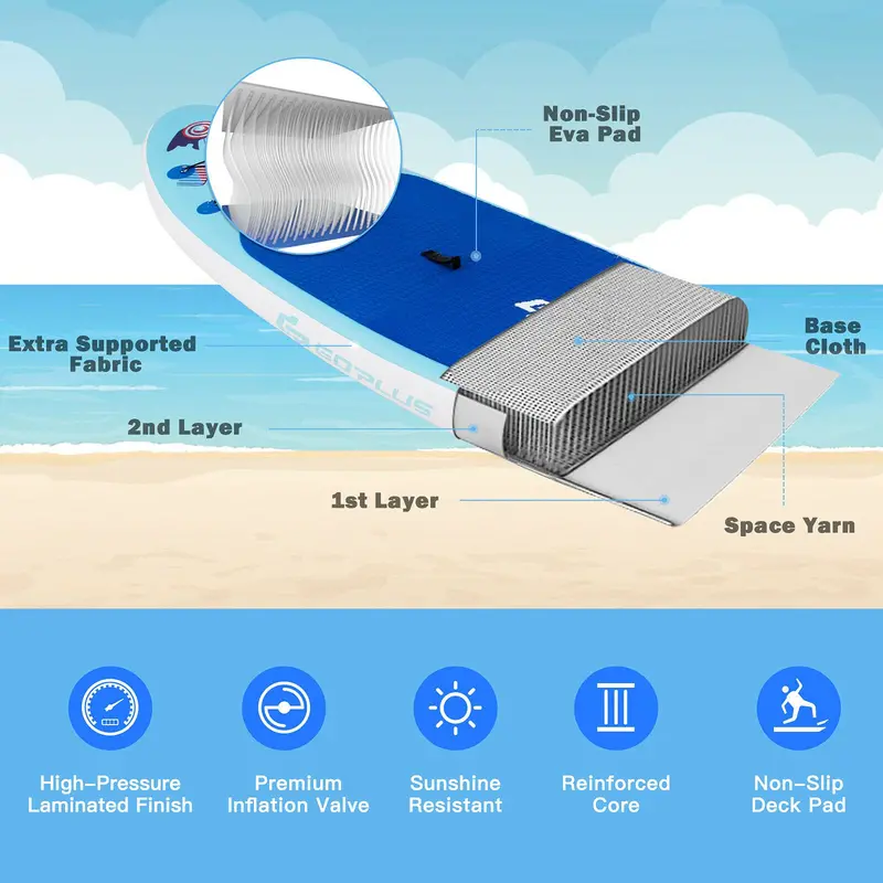 10- or 11-Foot Inflatable Stand-Up Paddle Board – Fade-Resistant Inkjet Graphic Design