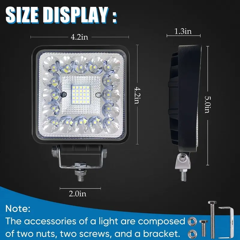 10-Pack 4-Inch Square LED Cube Lights – 120W, 10000LM, 12V/24V Off-Road Driving Lights for Trucks, ATVs, RVs, and Boats 2