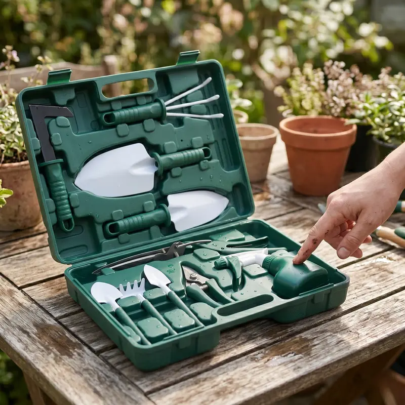 10-Piece Ergonomic Gardening Tool Set with Carry Case