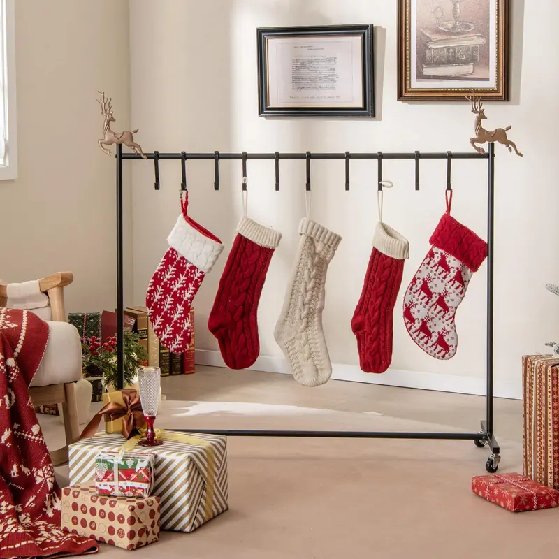 10-Slot Rolling Christmas Stocking Holder — Wheeled Stand for Easy Placement and Storage 2