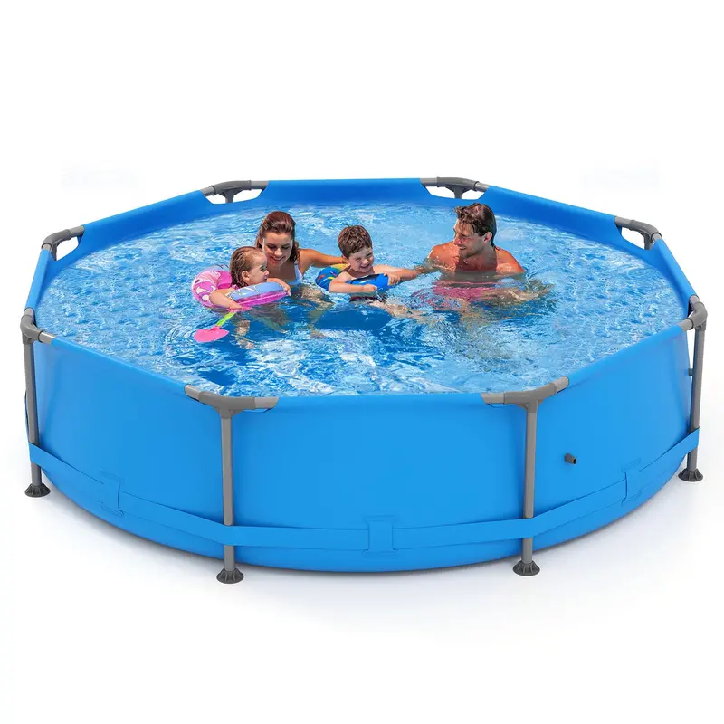 10' Square Family-Friendly Above-Ground Pool Kit with PVC Liner & Drain Valve