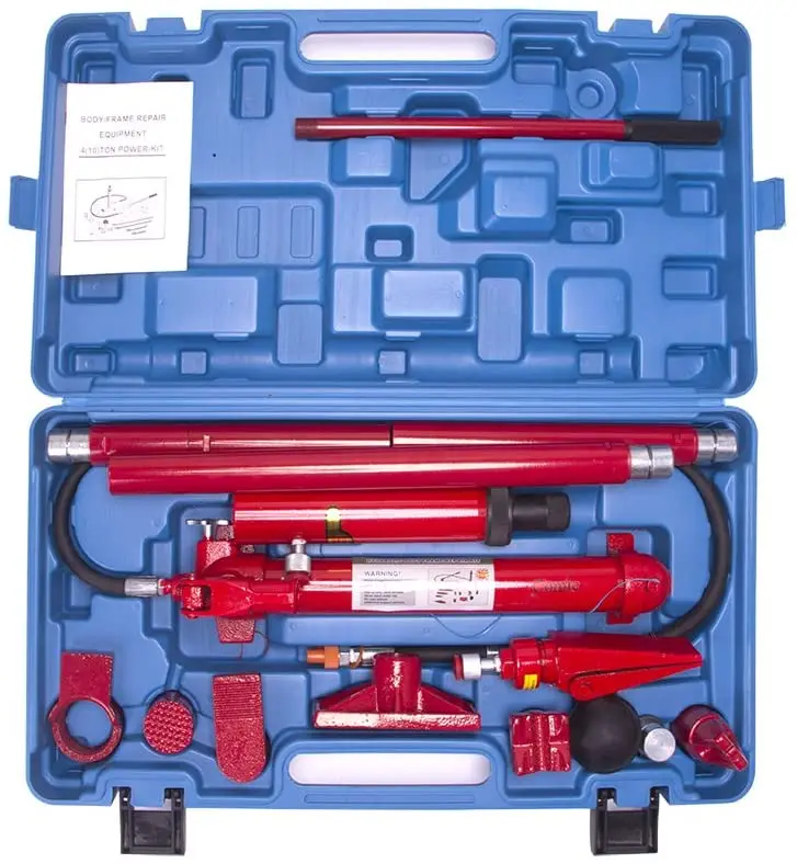 10-Ton Porta Power Hydraulic Jack Repair Kit – Complete Auto Body Frame & Ram Tool Set with Air Pump