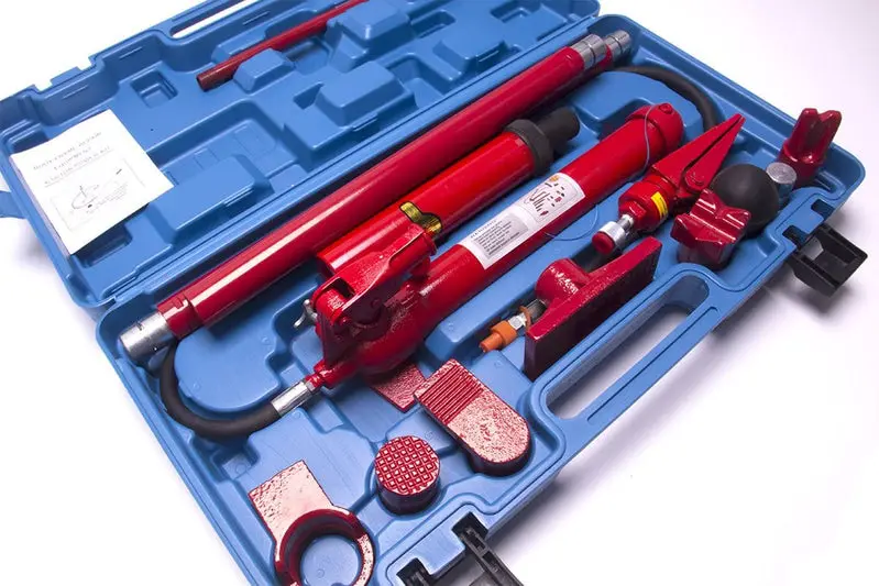 10-Ton Porta Power Hydraulic Jack Repair Kit – Complete Auto Body Frame & Ram Tool Set with Air Pump