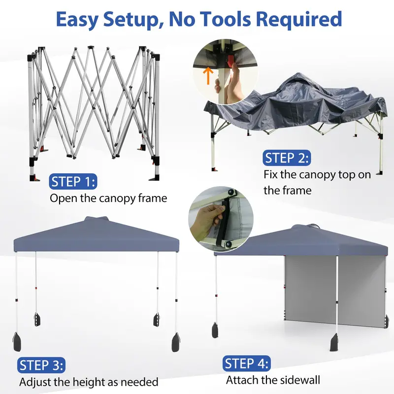 10 x 10 Foot Portable Canopy Tent – Includes One Sidewall & Wheeled Storage Bag 2