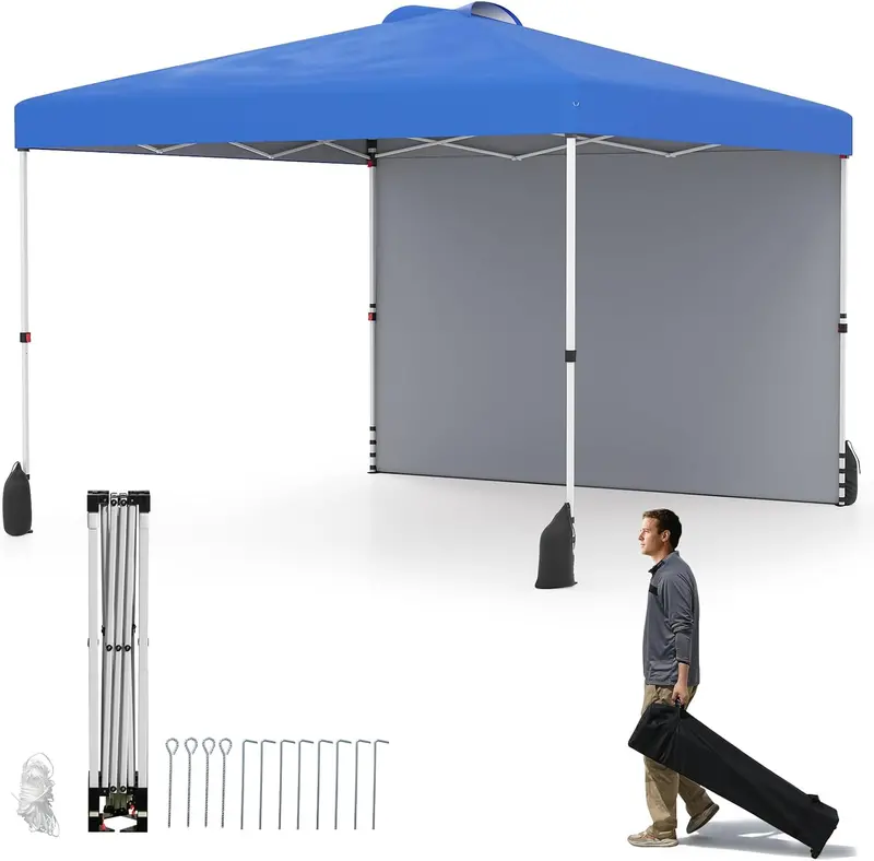 10 x 10 Foot Portable Canopy Tent – Includes One Sidewall & Wheeled Storage Bag