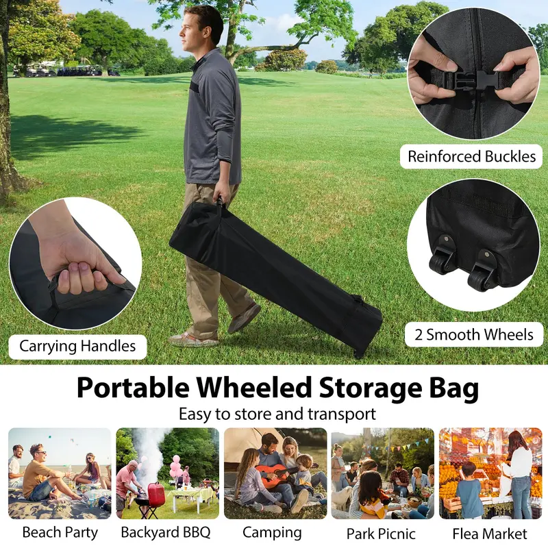 10 x 10 Foot Portable Canopy Tent – Includes One Sidewall & Wheeled Storage Bag