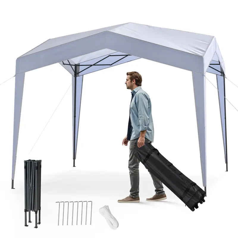 10' x 10' Heavy-Duty Pop-Up Gazebo – Elevated Canopy Shelter with Easy Setup