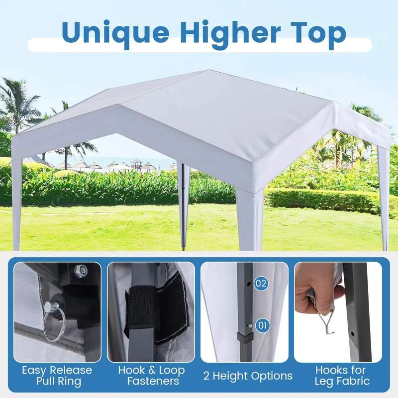 10' x 10' Heavy-Duty Pop-Up Gazebo – Elevated Canopy Shelter with Easy Setup