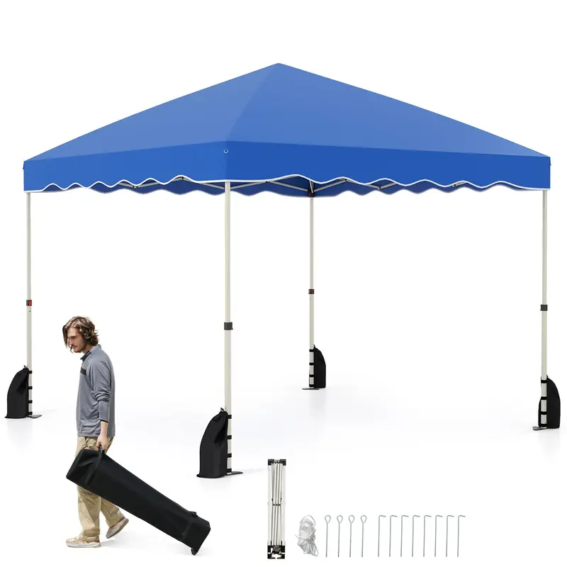 10' x 10' Instant-Setup Canopy Tent with Rolling Carry Bag for Easy Transport