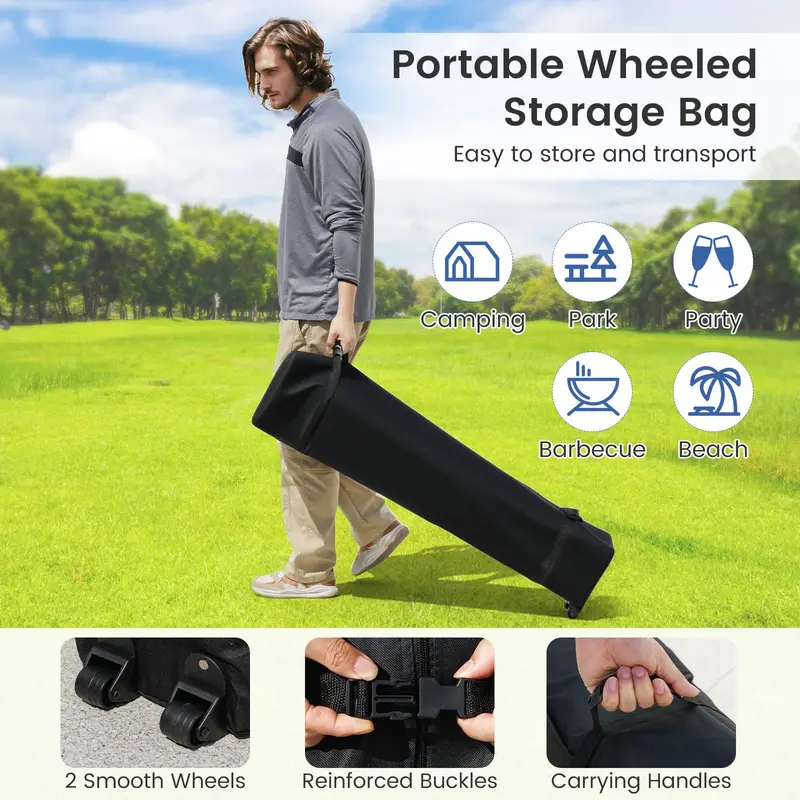 10' x 10' Instant-Setup Canopy Tent with Rolling Carry Bag for Easy Transport 2