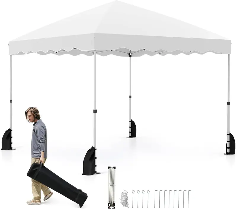 10' x 10' Instant-Setup Canopy Tent with Rolling Carry Bag for Easy Transport