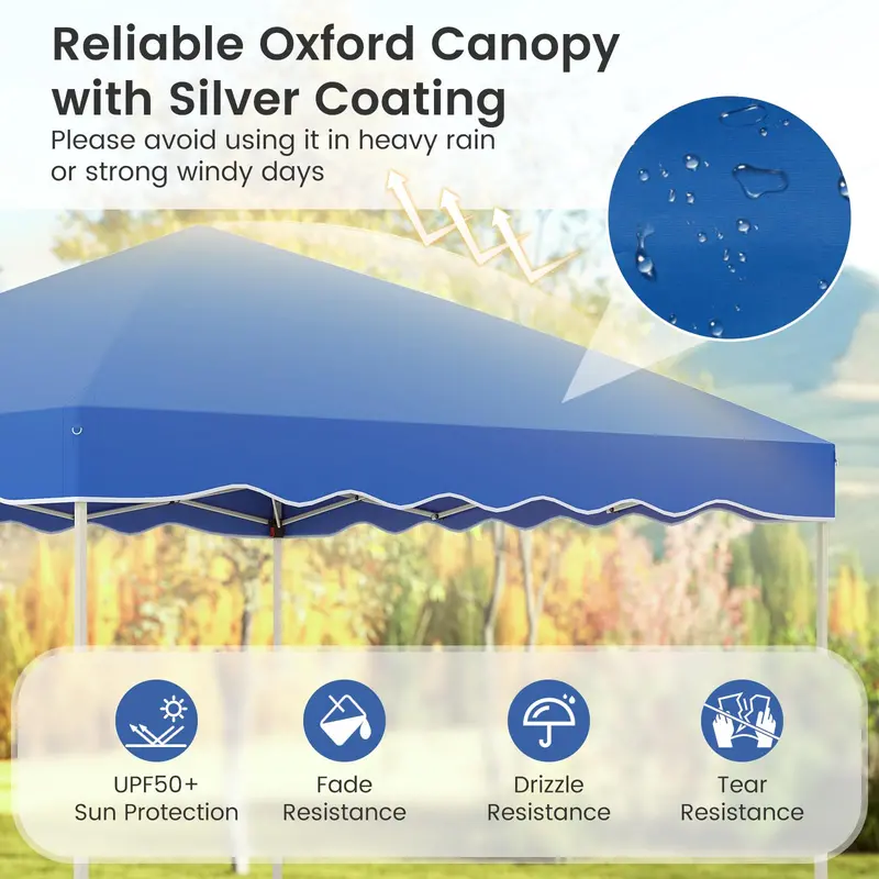 10' x 10' Instant-Setup Canopy Tent with Rolling Carry Bag for Easy Transport